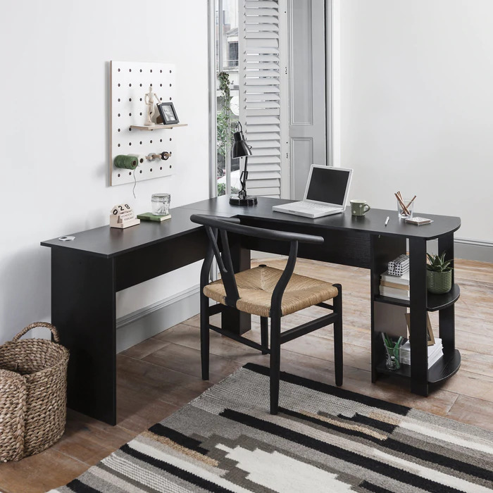 Классический угловой офисный стол - Черный