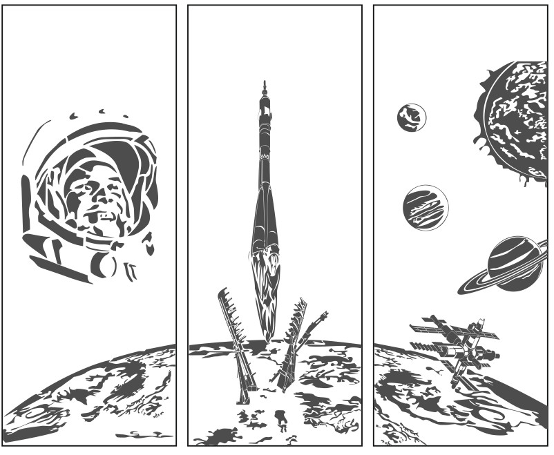Рисунки для пескоструя на двери-купе Космос